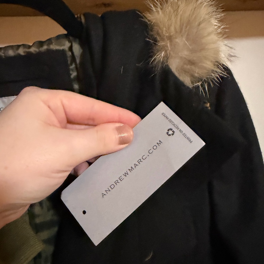 NWT Andrew Marc New York Black Utility Jacket Winter Coat Parka with Real Fur - Picture 5 of 9